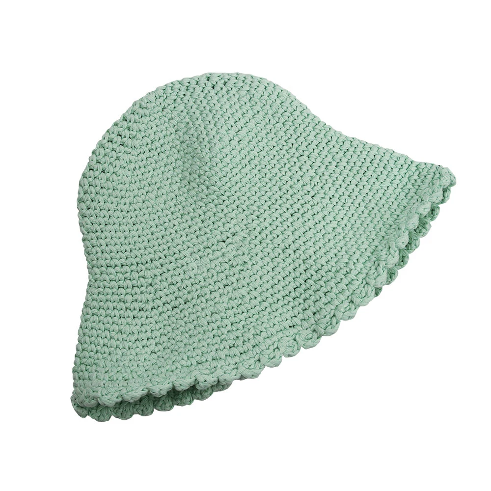 Fashion Custom Logo Fisherman Beanie Hat Knitted Cotton Crochet Bucket Hat for Women