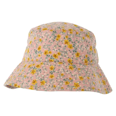 Cappello da secchiello in poliestere con protezione solare da viaggio estivo stampato Daisy Pixie di nuovo design per le donne