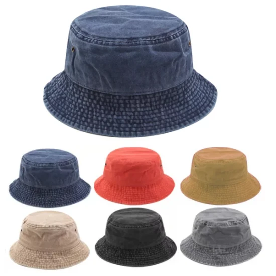 Cappello da pescatore su misura realizzato in cotone vintage lavato, invecchiato e tinto in pigmenti