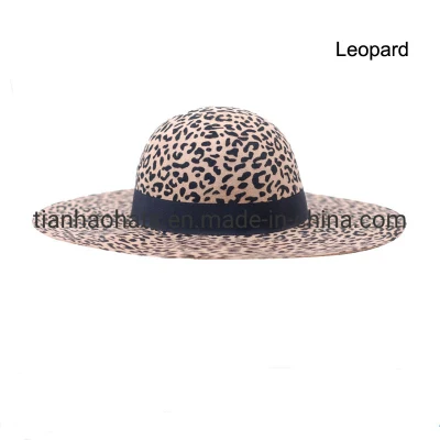 Cappello leopardato di alta qualità realizzato in feltro di lana al 100% da donna