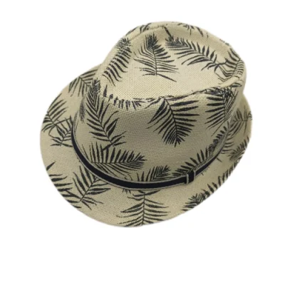 Cappello di paglia estivo di alta qualità, dal design personalizzato con una fantastica stampa di alberi di carta