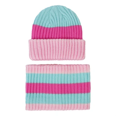 Set di cappelli invernali lavorati a maglia e sciarpe ad anello per ragazzi, berretto in colori a contrasto per ragazze, cappello invernale per bambini